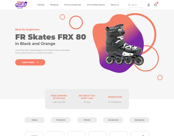 Inmoveskates website design