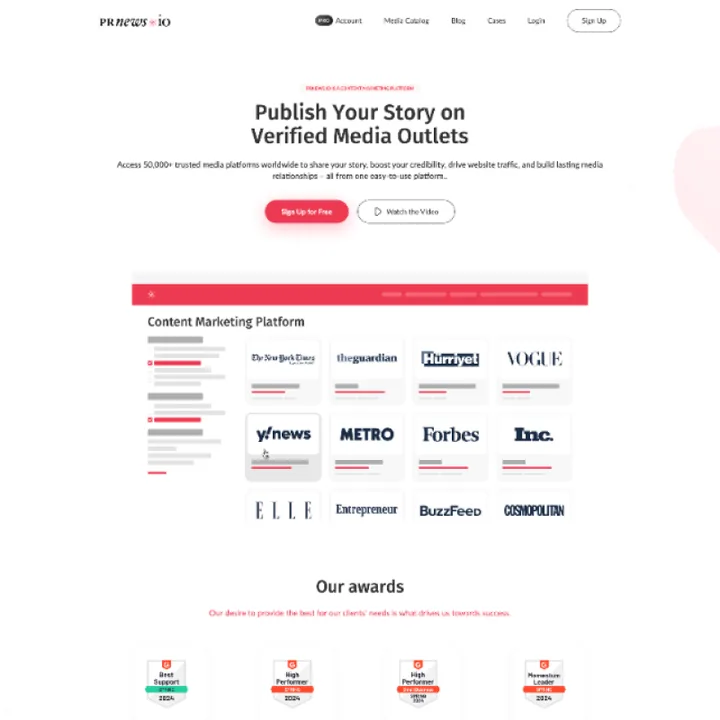PRNEWS.IO website design