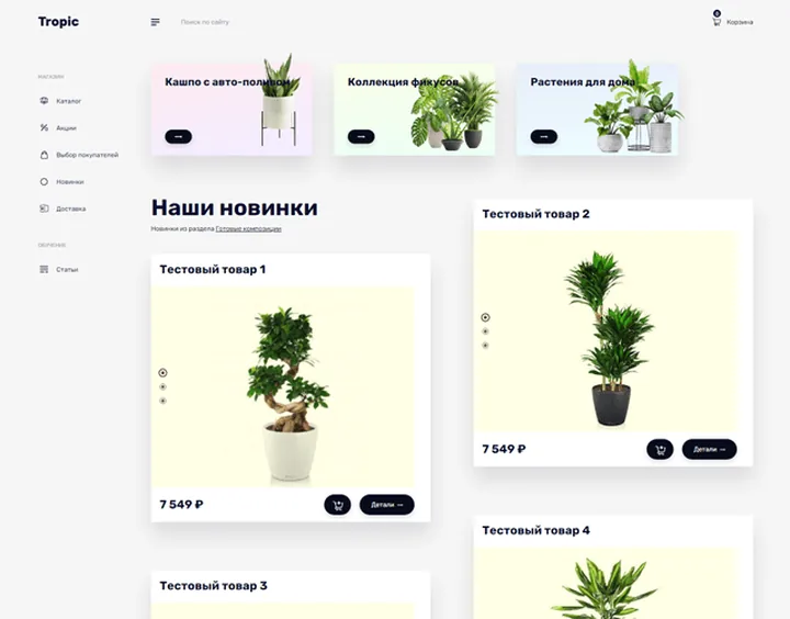 Tropic website design